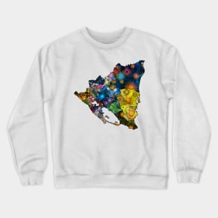 Spirograph Patterned Nicaragua Departments Map Crewneck Sweatshirt